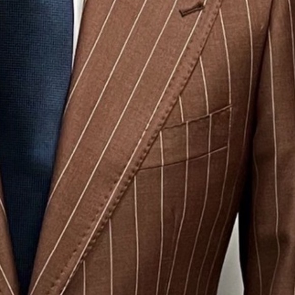 Brown pinstripe single breasted super 150 cerruti wool suit-made in Italy - Picture 3 of 4